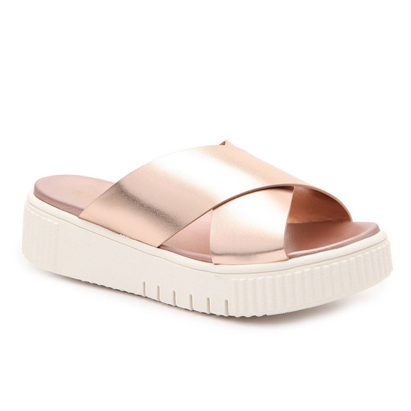 Rose Gold Metallic Chunky Platform Wedge Sandal - Picture 6 of 6